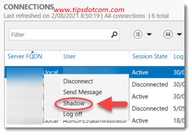 Shadow a remote desktop session Shadow a remote desktop session
