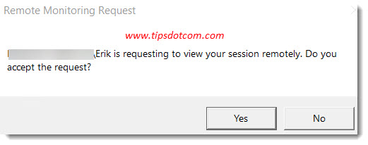 User has to accept to shadow the remote desktop session User has to accept to shadow the remote desktop session