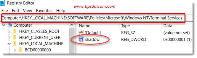 Registry DWORD Shadow Registry DWORD Shadow