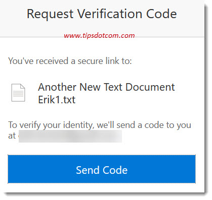 OneDrive file share with verification code OneDrive file share with verification code