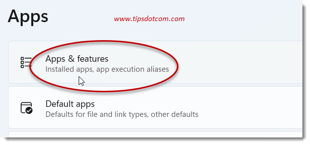 click on “Apps & features” click on “Apps & features”