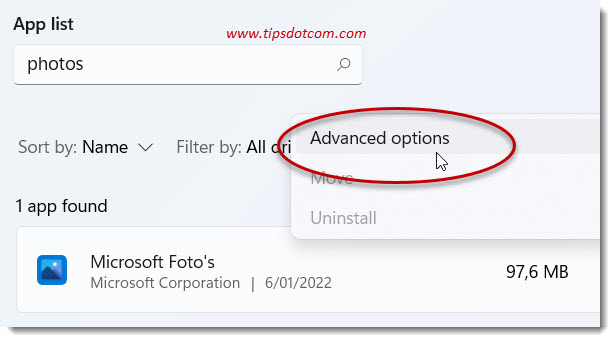 Click "Advanced options" Click "Advanced options"