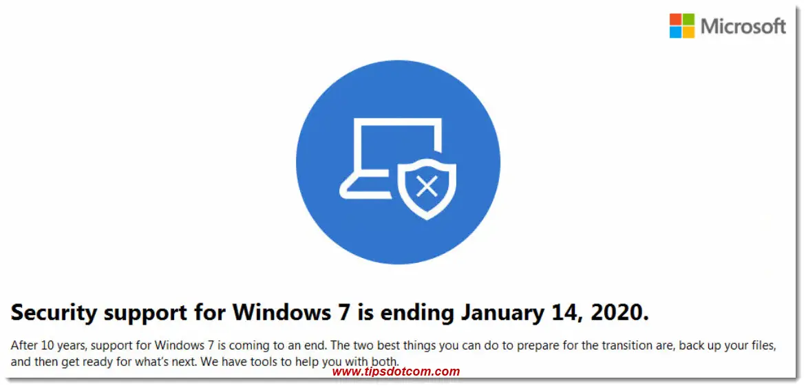Security support is ending for Windows 7