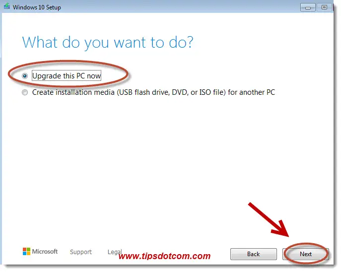 Setup to upgrade Windows 7 to Windows 10