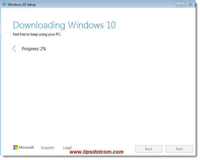 Downloading Windows 10