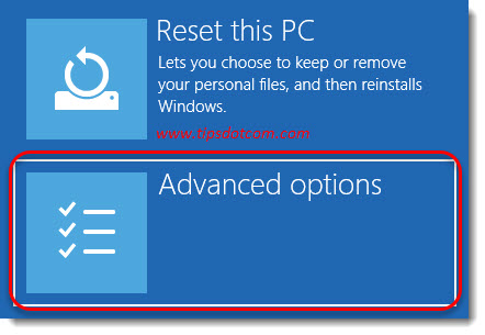 Select advanced options Select advanced options