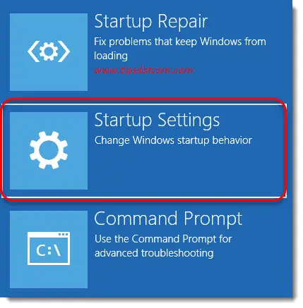 Select startup settings Select startup settings