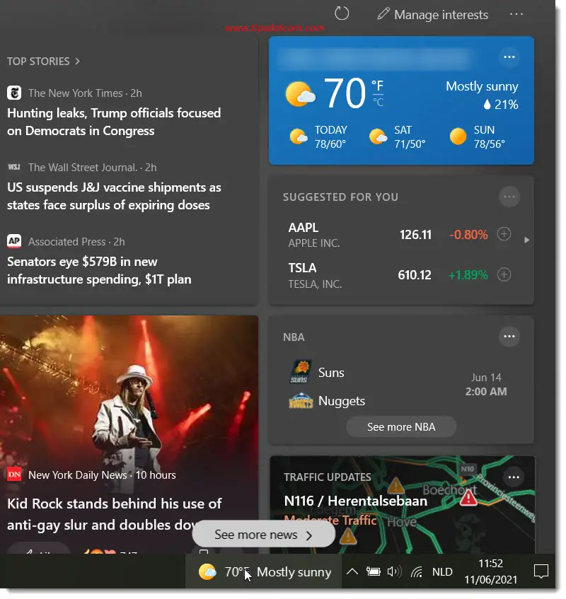 News and interest on taskbar in Windows 10 News and interest on taskbar in Windows 10