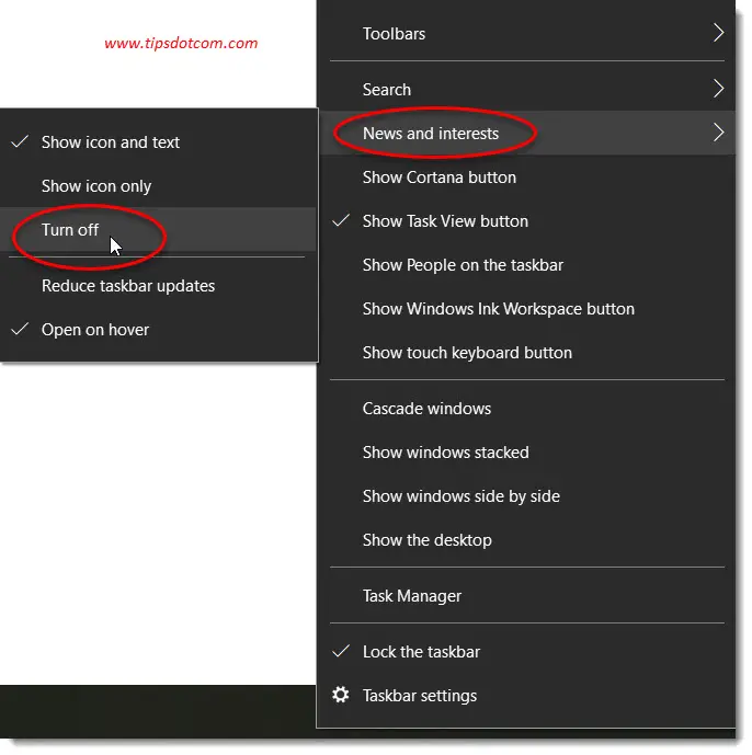 Weather on your taskbar in Windows 10 - Turn off to disable Weather on your taskbar in Windows 10 - Turn off to disable