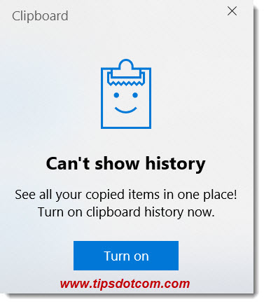 Can't show clipboard history Can't show clipboard history