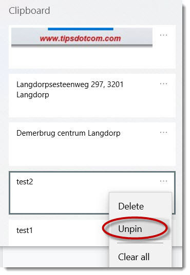 Unpin from Windows 10 clipboard history Unpin from Windows 10 clipboard history