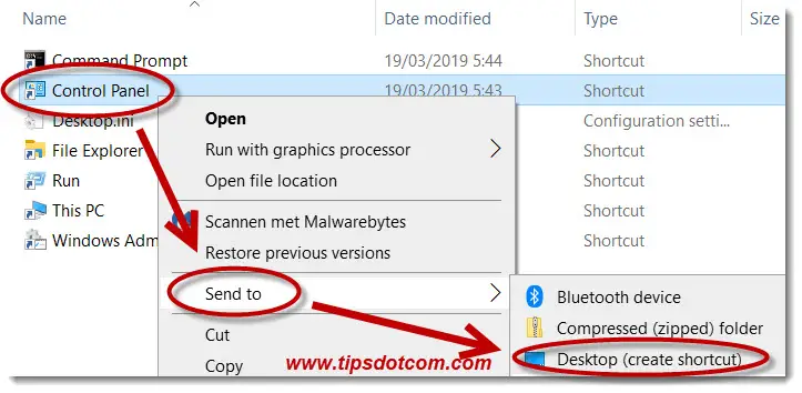 Creating a Windows 10 control panel shortcut