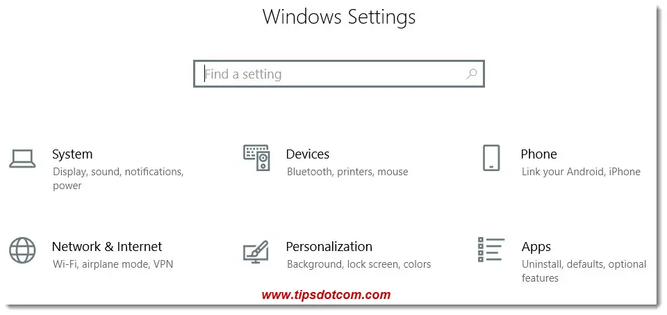 Windows 10 settings