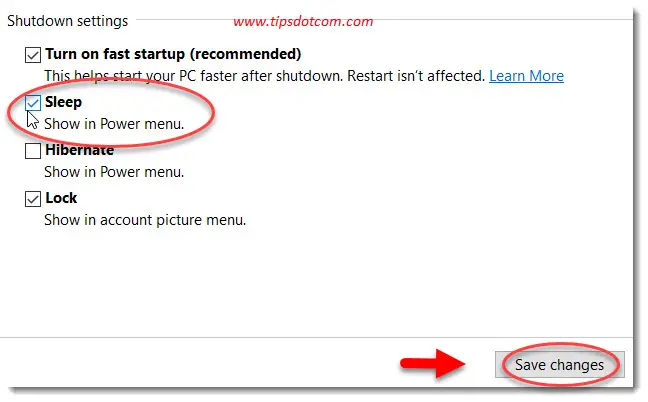Select "Sleep" to enable sleep mode in Windows 10 power menu Select "Sleep" to enable sleep mode in Windows 10 power menu
