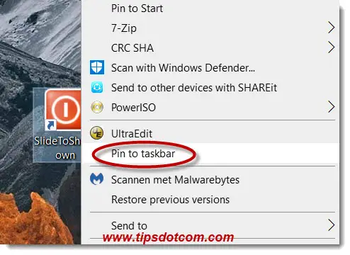 Put the Windows 10 slide to shut down shortcut on your taskbar Put the Windows 10 slide to shut down shortcut on your taskbar