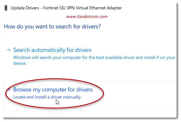 Locating drivers manually Locating drivers manually
