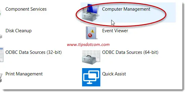 Select computer management Select computer management