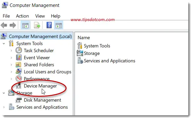 Device manager in computer management Device manager in computer management