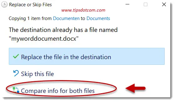Compare info for both files Compare info for both files