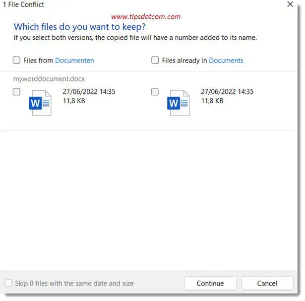Decide which files you want to keep Decide which files you want to keep
