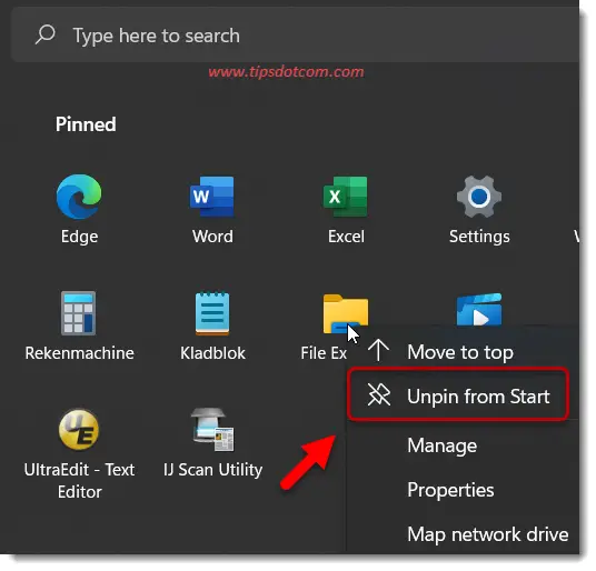 Windows 11 start menu pinned icons - unpin to remove Windows 11 start menu pinned icons - unpin to remove