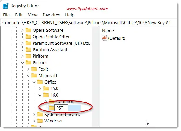 Create a new key called PST Create a new key called PST