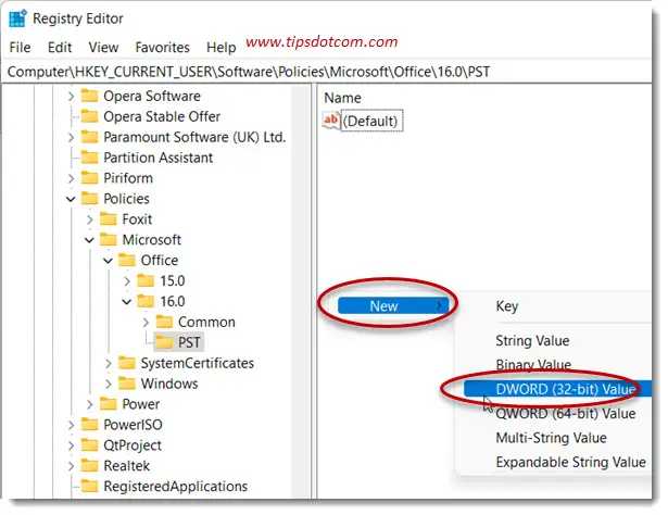 Create 2 DWORD 32 bit values Create 2 DWORD 32 bit values