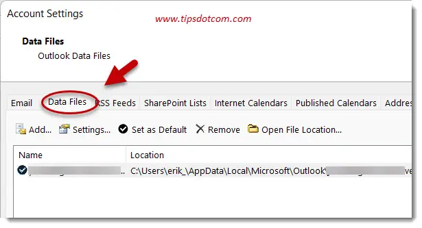 Click the data files tab Click the data files tab